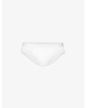 Derek Rose Jack Branded-Waistband Stretch-Cotton Briefs - White
