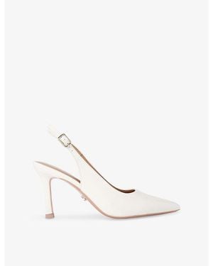 Carvela Kurt Geiger Corletta Slingback Logo-Embellished Woven Heeled Courts - White