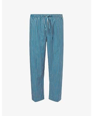 Derek Rose Royal Stripe Cotton Lounge Trousers - Blue