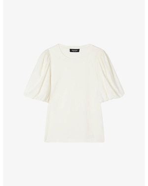 Whistles Puff-Sleeved Round-Neck Cotton-Jersey T-Shirt - White