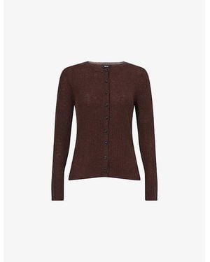 ME+EM Barely There Ribbed Fine-Knit Wool And Cashmere Cardigan - Brown
