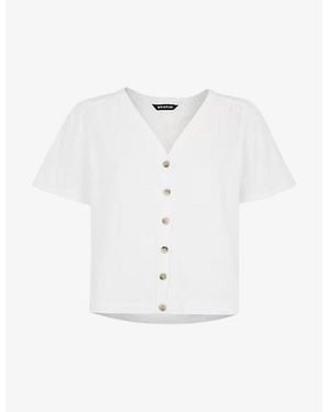 Whistles Maeve V-Neck Short-Sleeve Cotton Top - White