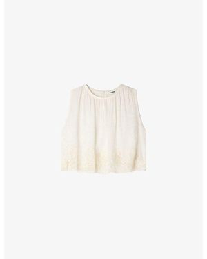 Sandro Sleeveless Cropped Woven Top - White