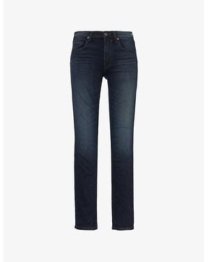 PAIGE Lennox Brand-Patch Straight-Leg Slim-Fit Stretch-Woven Blend Jeans - Blue