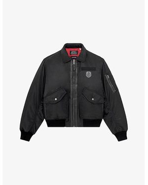 The Kooples X Schott Branded Shell Bomber Jacket - Black