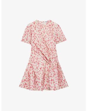 Loewe Floral-Print Twisted Woven Mini Dress - Pink