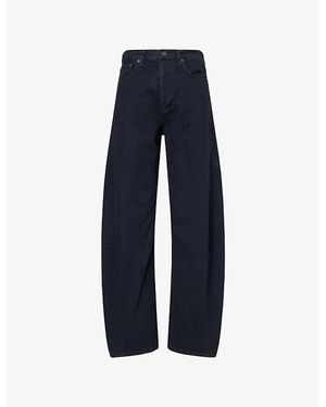 Agolde Luna Pieced Barrel-Leg Denim Jeans - Blue