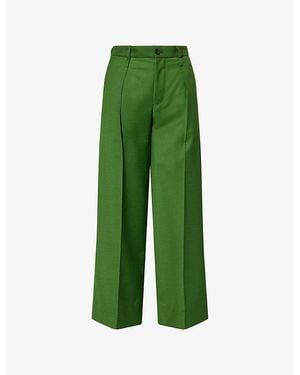 Issey Miyake Palindrome Reversible Wool-Blend Trousers - Green