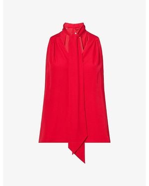 ME+EM V-Neck Neck-Tie Silk Camisole Top - Red
