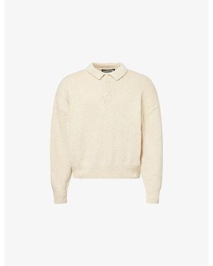 Cole Buxton Beach Knitted Cotton Polo Jumper - Natural