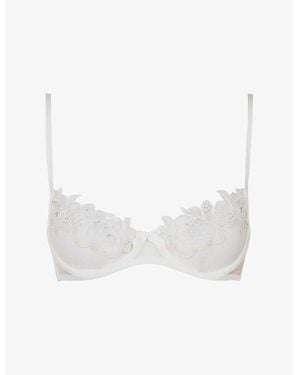 Agent Provocateur Lindie Demi-Cup Plunge Underwired Lace Bra - White