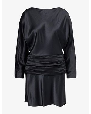 STAUD Freda Silk Mini Dress - Black