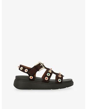 Carvela Kurt Geiger Amalfi Flatform Suede Sandals - Black