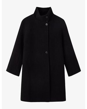 Whistles Funnel-Neck Cocoon-Fit Wool-Blend Coat - Black