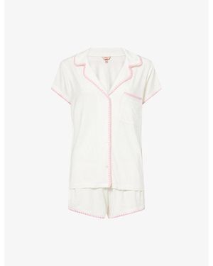 Eberjey Frida Contrast-Piping Stretch-Jersey Pyjamas Set - White