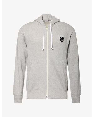 COMME DES GARÇONS PLAY Heart-Appliquéd Cotton Hoody - Grey
