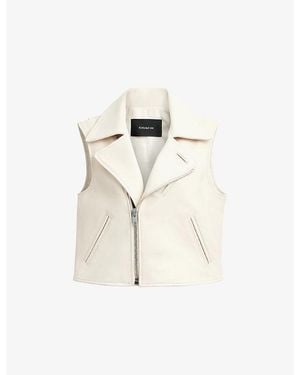 COACH Leather Moto Biker Leather Vest - Natural