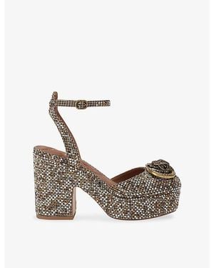 Kurt Geiger Chelsea Platform Faux-Leather Heeled Sandals - Grey