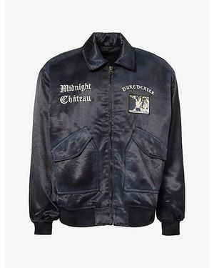Duke & Dexter Raise Hell Embroidered Woven Bomber - Blue