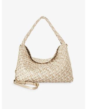 Dune Deliberate Large Woven Faux-Leather Shoulder Bag - Natural