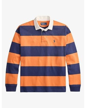 Polo Ralph Lauren Striped Logo-Embroidered Cotton Rugby Top - Orange