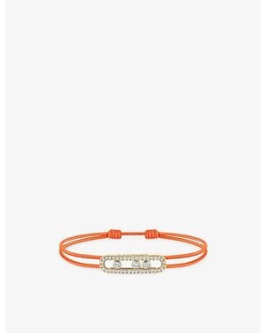 Messika Care(S) Pavé 18Ct Rose And 0.26Ct Diamond Cord Bracelet - Yellow