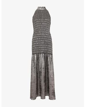Phase Eight Tasmin Shirred-Bodice Sleeveless Woven Maxi Dress - Grey