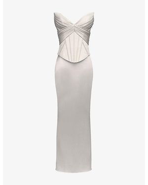 House Of Cb Eve Satin Corset Maxi Gown - White