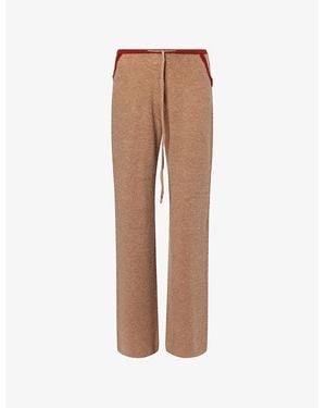 AYA MUSE Drawstring Straight-Leg Wool, Cashmere And Silk Pants - Brown