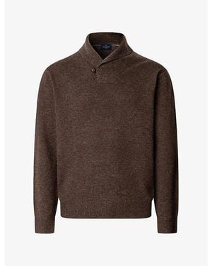 Hackett Shawl-Collar Regular-Fit Merino Wool And Cashmere Jumper - Brown