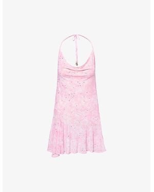 Juicy Couture X Disney Power Halterneck Stretch-Woven Mini Dress - Pink