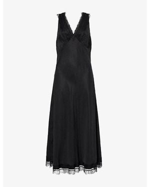 Dissh Andrea Lace-Trim Woven Midi Dress - Black