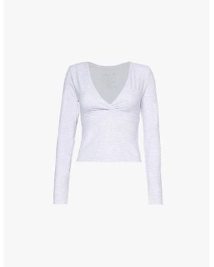 WE Are Tala Dayflex Sport V-Neck Long-Sleeve Stretch Recycled-Nylon Top - White