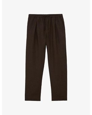 Reiss Barges Drawstring-Waist Linen Trousers - Black