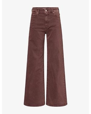 PAIGE Anessa Wide-Leg Cotton-Stretch Denim Jeans - Purple