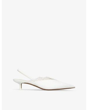 Neous Irena Sling 80 Lace-Trim Satin Heeled Mules - White