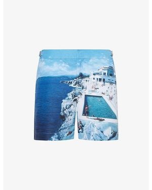 Orlebar Brown Hulton Photograph-Print Swim Shorts - Blue