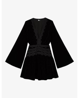 chinese dress ladies The Kooples Lace-Insert Silk Shift Dress FR1311 main image 0