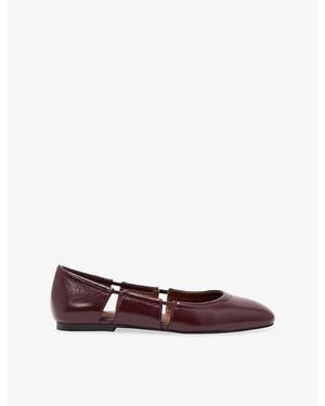 Reiss Leona Leather Ballet Flats - Red