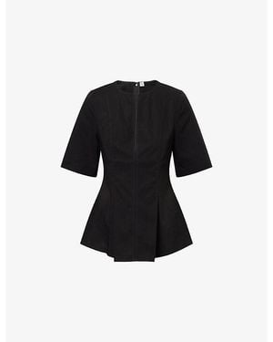 TOTEME Flared-Hem Tailored Cotton Top - Black
