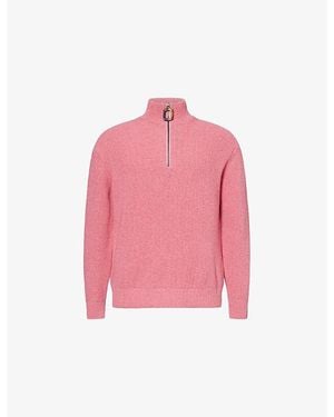 JW Anderson Half-Zip Wool And Cotton-Blend Jumper - Pink