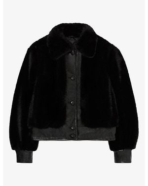 Claudie Pierlot Collared Button-Down Faux-Fur Jacket - Black