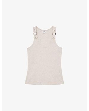 Reiss Vinnie Hardware-Embellished Stretch-Cotton Vest - White