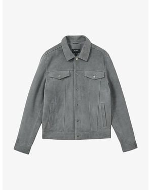 Reiss Eden Relaxed-Fit Suede Trucker Jacket - Grey