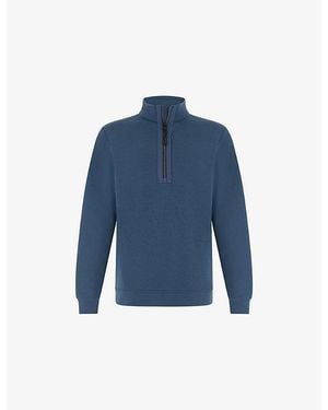 BOGGI Half-Zip Stretch Cotton-Blend Sweater - Blue