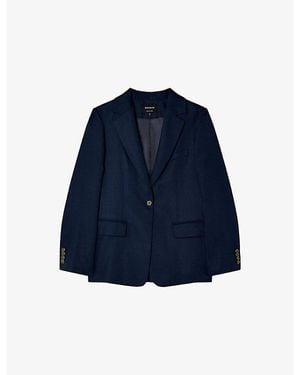 Whistles Hopsack Relaxed-Fit Woven Blazer - Blue