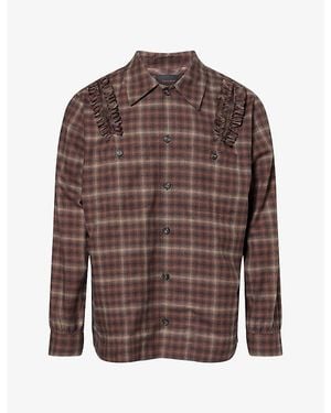 Simone Rocha Ruffled Slash-Shoulder Cotton Shirt - Brown