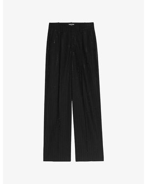 Zadig & Voltaire Puros Shimmer Stretch Wool-Blend Trousers - Black