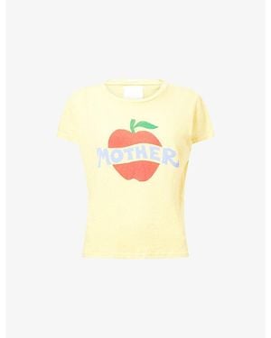 Mother The Lil Sinful Graphic-Print Cotton-And-Linen T-Shirt - Yellow