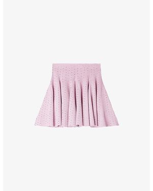 Sandro Rhinestone-Embellished Knitted Mini Skirt - Pink